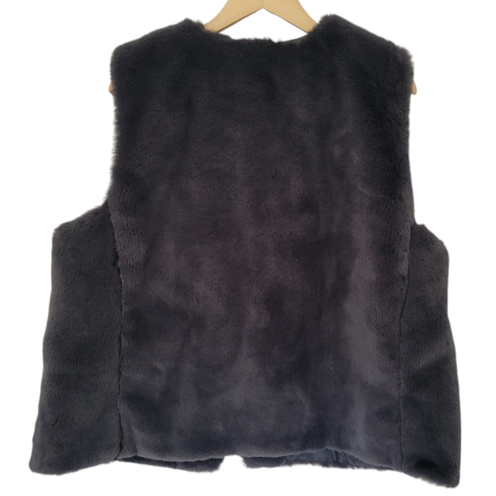 Joe Fresh Faux Fur Vest Open Front Gray Soft Cozy Layering Piece Women’s… - Picture 3 of 13
